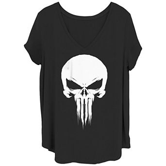 Juniors' Plus Size Marvel: The Punisher Painted Chest Logo Graphic Tee