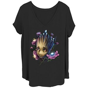 Juniors' Plus Size Marvel: Guardians Of The Galaxy Groot Flowers Graphic Tee