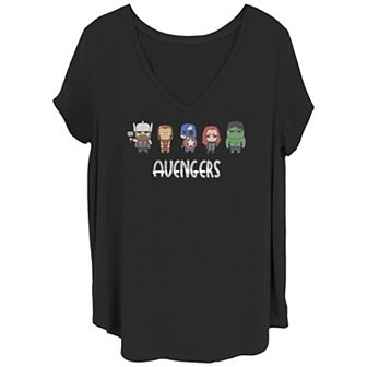 Juniors' Plus Size Marvel Avengers Doodle Group Shot Graphic Tee