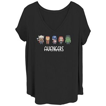 Juniors' Plus Size Marvel Avengers Doodle Group Shot Graphic Tee