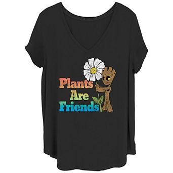 Juniors' Plus Size Marvel: Guardians of the Galaxy Baby Groot "Plants Are Friends" Graphic Tee