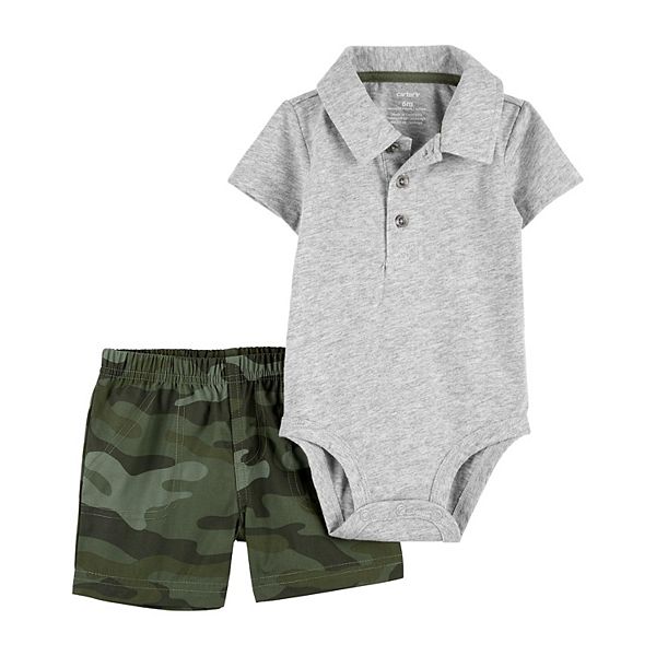 Baby Boy Carter's 2Piece Polo Bodysuit & Camo Short Set