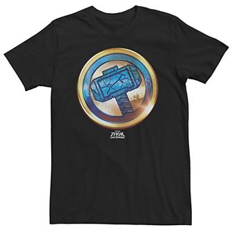 Big & Tall Marvel Thor Love And Thunder Mjollnir Gold Badge Tee