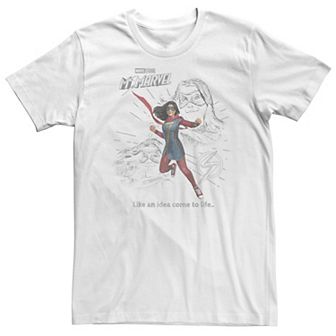 Big & Tall Marvel Film Ms. Marvel Sketch Brought To Live Tee