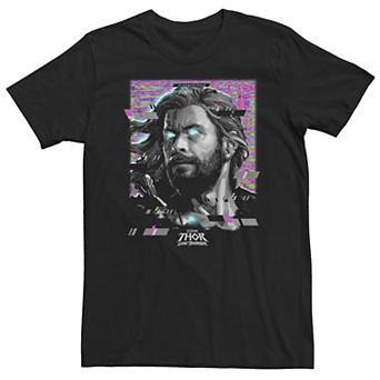Big & Tall Marvel Thor Love And Thunder Glitching Thor Face Portrait Tee