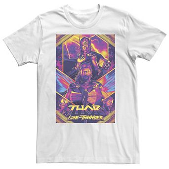 Big & Tall Marvel Thor Love And Thunder Neon Poster Thor And Female Thor Tee