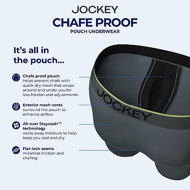 Men's Jockey 3-Pack Chafe Proof Pouch Microfiber 6" Boxer Brief