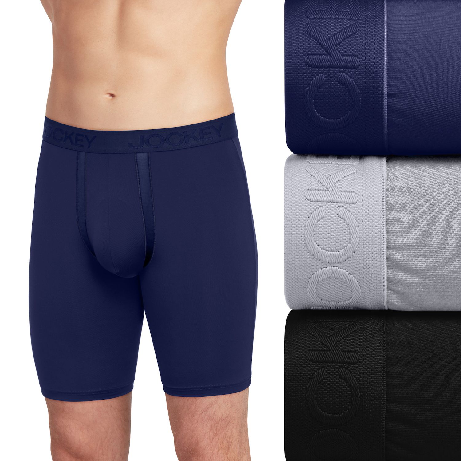 thumbnail image 2 of Jockey Men's Boxer Briefs 3-Pack – Microfiber Stretch Pouch, No Chafe, S/M/L/XL 2 of 3