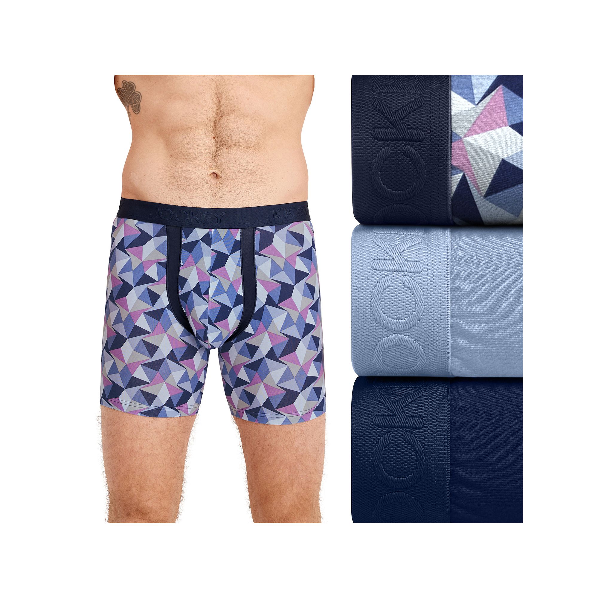 Men’s Jockey® 3-Pack Chafe Proof Pouch Cotton Stretch 5 Boxer Briefs,