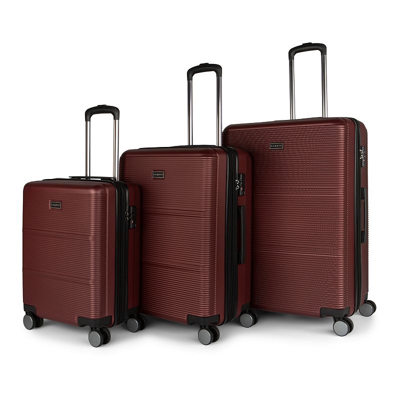 Bugatti Brussels Collection 3-Piece Hardside Spinner Luggage Set, Red, 3 Pc