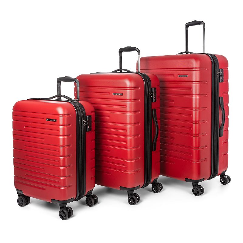 Bugatti Geneva Collection 3-Piece Hardside Spinner Luggage Set, Red, 3 Pc S