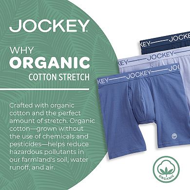 Men's Jockey 3-Pack Organic Cotton Stretch 4" Trunk Briefs