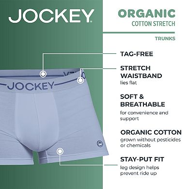 Men's Jockey 3-Pack Organic Cotton Stretch 4" Trunk Briefs