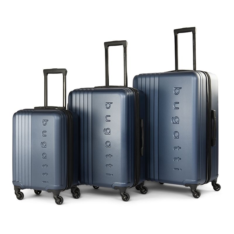 Bugatti The Classic Collection 3-Piece Hardside Spinner Luggage Set, Blue, 