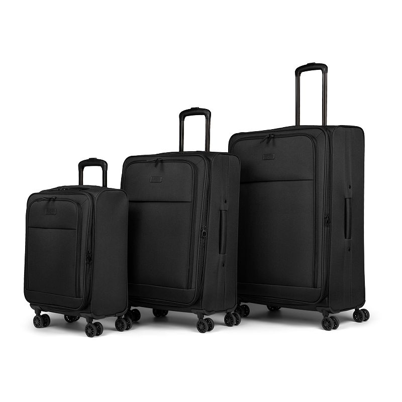 Bugatti Reborn Collection 3-Piece Softside Spinner Luggage, Black, 3 Pc Set
