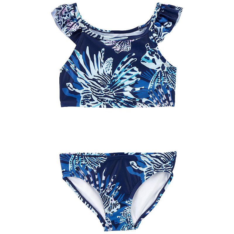 Girls 4-14 Carters Fish Swimsuit Top & Bottoms Set, Girls, Size: 12, Dark