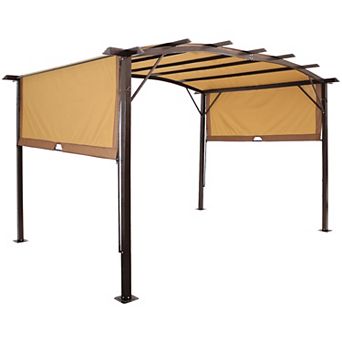 Sunnydaze 9 ft x 12 ft Metal Arched Pergola with Retractable Canopy