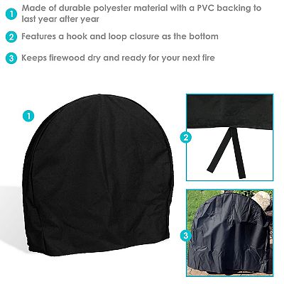 Sunnydaze Log Hoop Cover for Firewood Polyester with PVC Backing - Black - 24 Sunnydaze Log Hoop Cover for Firewood Polyester with PVC Backing - Black - 24