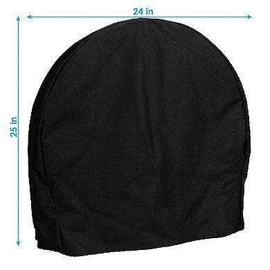Sunnydaze 24 in Heavy-Duty Polyester Firewood Log Hoop Rack Cover - Black