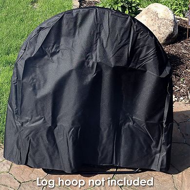 Sunnydaze 24 in Heavy-Duty Polyester Firewood Log Hoop Rack Cover - Black