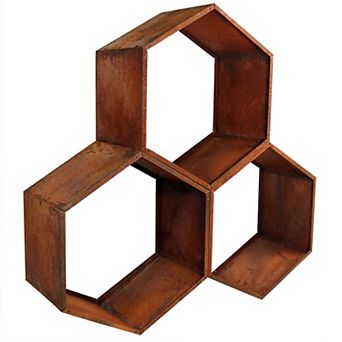 Sunnydaze 30 in Hexagon Rustic Honeycomb Firewood Log Rack - Rust