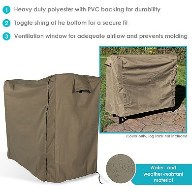 Sunnydaze 5 ft Weather-Resistant Polyester Firewood Log Rack Cover - Khaki