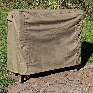 Sunnydaze 5 ft Weather-Resistant Polyester Firewood Log Rack Cover - Khaki