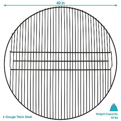 Sunnydaze 40 in Round Steel Fire Pit Cooking Grill with Heat Resistance