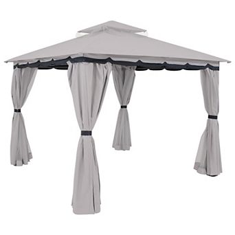 Sunnydaze 10 ft x 10 ft Soft Top Polyester Gazebo with Privacy Wall - Brown