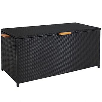 Sunnydaze Resin Wicker Indoor/Outdoor Storage Deck Box with Handles