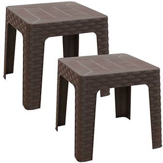 Sunnydaze 18.5 in Plastic Square Patio Side Table