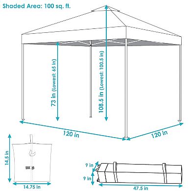 Sunnydaze Premium Pop-Up Canopy with Sandbags - 12 ft x 12 ft - Red