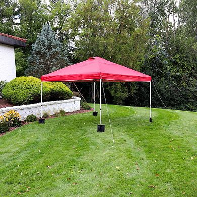 Sunnydaze Premium Pop-Up Canopy with Sandbags - 12 ft x 12 ft - Red