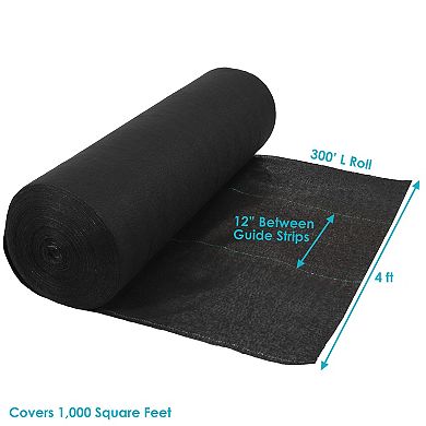 Sunnydaze 4 ft x 300 ft Polypropylene Woven Landscape Fabric and 70 Staples