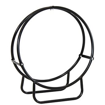 Sunnydaze Black Powder-Coated Steel Firewood Log Hoop Rack