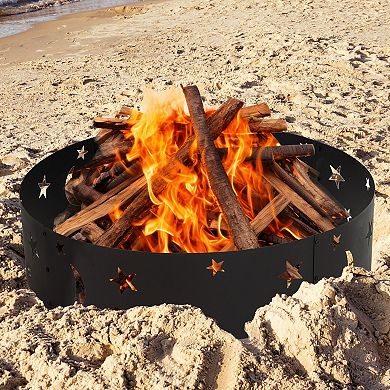 Sunnydaze Wood Burning Outdoor Metal Fire Pit Ring, 36", Big Sky