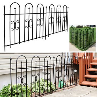 Sunnydaze 2 pc Decorative Finial Garden Landscape Fencing - 8 ft - Black