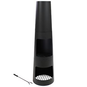 Sunnydaze Heavy-Duty Steel Chiminea Fire Pit with Log Storage - 49 in