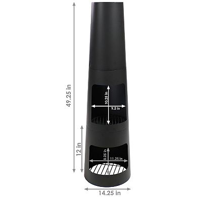 Sunnydaze Heavy-Duty Steel Chiminea Fire Pit with Log Storage - 49 in