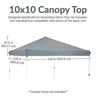 Sunnydaze 10 x 10 ft Standard 150D Oxford Fabric Pop-Up Canopy Shade - Gray