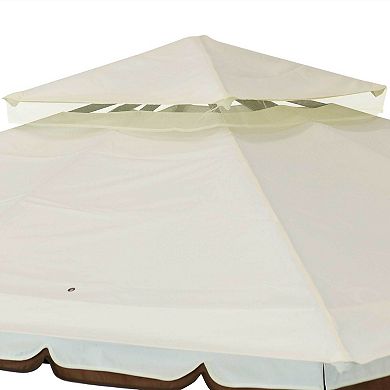 Sunnydaze 10 ft x 10 ft Soft Top Polyester Gazebo with Privacy Wall - Brown