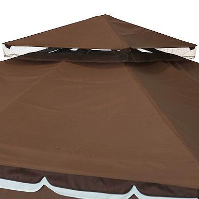 Sunnydaze 10 ft x 10 ft Soft Top Polyester Gazebo with Privacy Wall - Brown