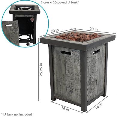 Sunnydaze 24 in Weathered Square Smokeless Propane Gas Fire Pit Table