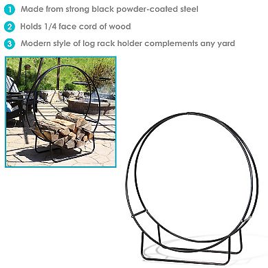 Sunnydaze 40 in Powder-Coated Steel Indoor/Outdoor Firewood Log Hoop Rack