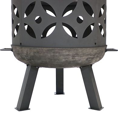 Sunnydaze 26 in Retro Cast Iron Fire Pit with Spark Screen