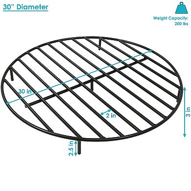 Sunnydaze Steel Round Outdoor Fire Pit Grate with Heat Resistance