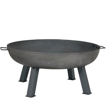 Sunnydaze Rustic Cast Iron Fire Pit Bowl with Stand - Steel