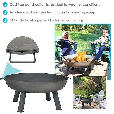 Sunnydaze 34" Cast Iron Wood-Burning Fire Pit Bowl