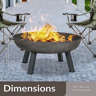 Sunnydaze 34" Cast Iron Wood-Burning Fire Pit Bowl