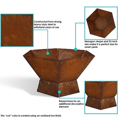 Sunnydaze 23 in Rustic Affinity Steel Fire Pit with Pedestal Stand